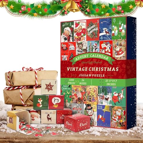 Puzzle-Adventskalender, Weihnachts-Adventskalender-Puzzle - 1000 Teile Feiertagspuzzles Weihnachts-Countdown-Adventskalender | Exquisites Countdown-Kalender-Puzzle für 2024, Weihnachtspuzzle für Freun von Generisch