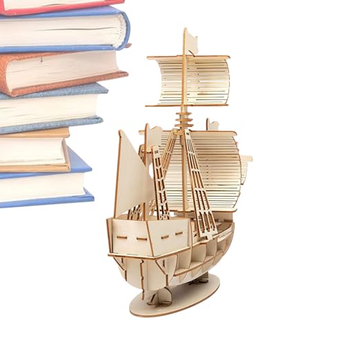 Puzzle-Bausteine,Segelschiff-Bausteine ​​ | Holz-Segelschiff-Modell-Montageblock-Bausatz | Lustige Tisch-Puzzleblöcke, BAU-DIY-Sets für Bücherregal-Schreibtisch von Generisch