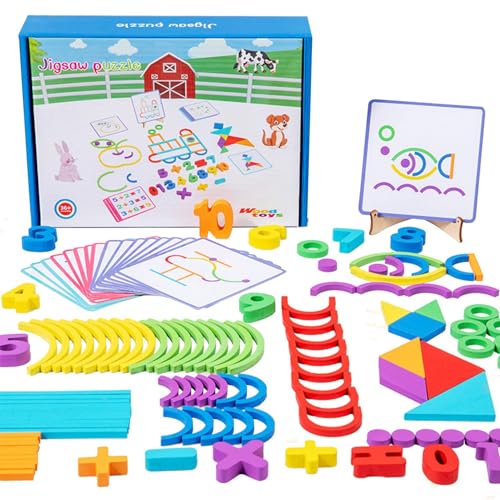 Puzzle -Block für Kinder, Zahlen Puzzle | Form Lernspielzeug Holzrätsel - Brain Teasers Logic Game für Kindergartenkinder, Mädchen von Generisch