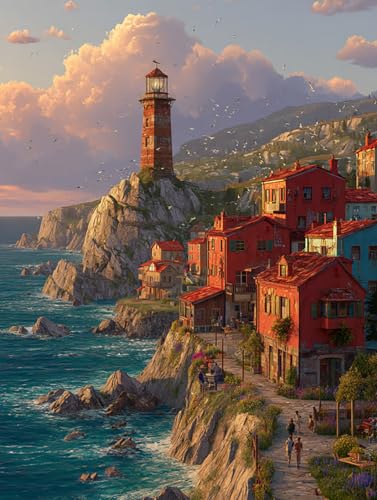 Puzzle Erwachsene 500 Teile, Schloss am Meer, Klassische Puzzles, Pädagogisches Spiel Herausforderung Spielzeug, Puzzlespiele für Die Ganze Familie(500PCS) von Generisch