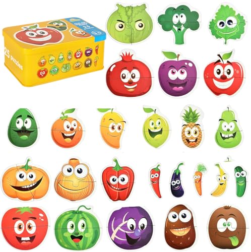 Puzzle Kinder Spiele Kinder 1 2 3 4 Jahre 6 Stück Obst Spiele Montessori Spielzeug Kinder Lernspielzeug für Kinder Puzzle Früchte Geschenk Kind Mädchen - Früchte von Generisch