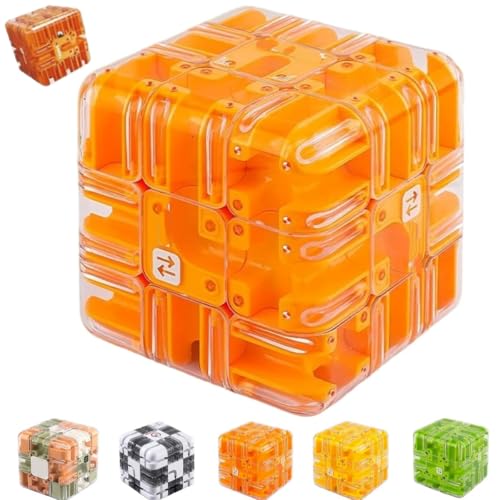 Puzzle Maze Cube,Large Labyrinth 3D Puzzles Maze Cube, Engaging Brain Teaser Toy,High Difficulty Puzzle,Spatial Awareness Brain Training,Perfect Educational Game Gift (Orange) von Generisch