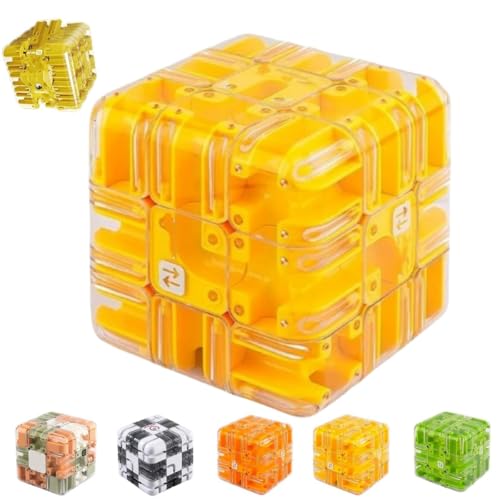 Puzzle Maze Cube,Large Labyrinth 3D Puzzles Maze Cube, Engaging Brain Teaser Toy,High Difficulty Puzzle,Spatial Awareness Brain Training,Perfect Educational Game Gift (Yellow) von Generisch