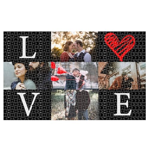 Puzzle Personalisiert,Puzzle Mit Eigenem Foto,Puzzle 1000 Teile,Fotogeschenk Für Jahrestag Geburtstag Weihnachten Valentinstag (5 Bild, 1000pcs) von Generisch