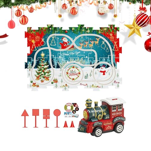 Puzzle Racer Kids Car Track Set, Weihnachts-Puzzle-Tracks für pädagogische Spaß, interaktives Schienenspielzeug mit Hellen farbenfrohen Stücken, Lernspiel für, Mädchen 3-6 Jahre alt von Generisch