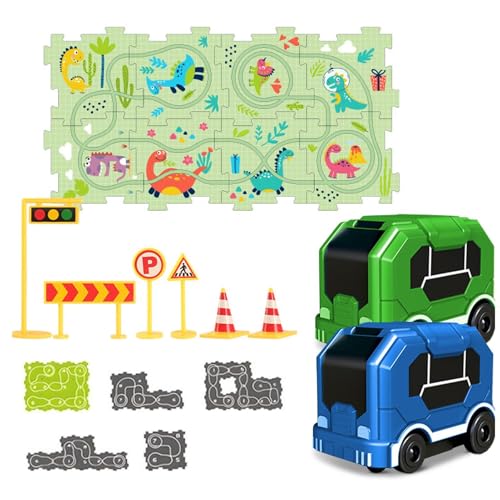Puzzle-Spielset mit Rennstrecke für Kinder - Spielset für Eisenbahnwagen Puzzle für Kinder | Neuheit kreatives interaktives Puzzlespiel mit Spuren von Autos zum Geburtstag d von Generisch