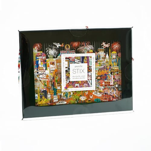 Puzzle Stix City bei Nacht doppelseitiges Holz‑Puzzle, 42 Holzstäbchen, Konzentrationsspiel, Lernpuzzle im hochwertigen Holzrahmen, für Kinder & Erwachsene ab 9 Jahren von Generisch