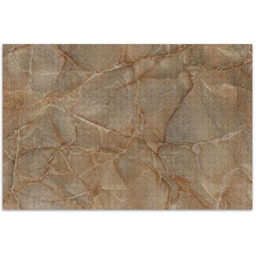 Puzzle für Erwachsene, 500 Teile, Marmor, braun-weißer Elefant, Geschenke, lustig, Puzzle, Tierkunstmalerei, 500 x 37 cm von Generisch