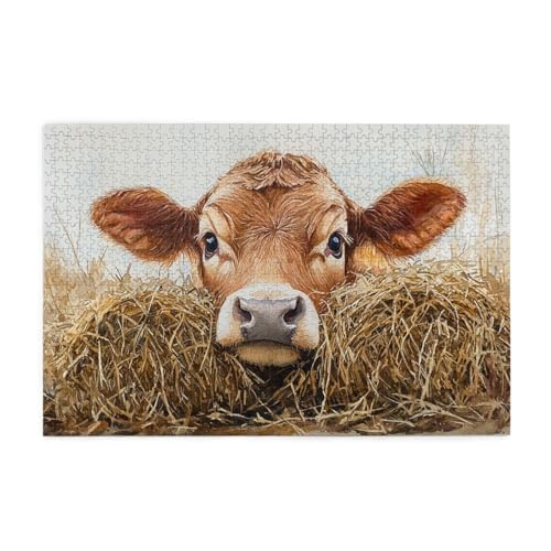 Puzzle mit Bauernhofkuh, Tiermotiv, 1000 Teile für Erwachsene, Holzpuzzles für Erwachsene, Geschenke, Heimdekoration Puzzle mit Bauernhofkuh, Tiermotiv, 1000 Teile für Erwachsene, Holzpuzzles für Erwachsene, Geschenke, Heimdekoration von Generisch