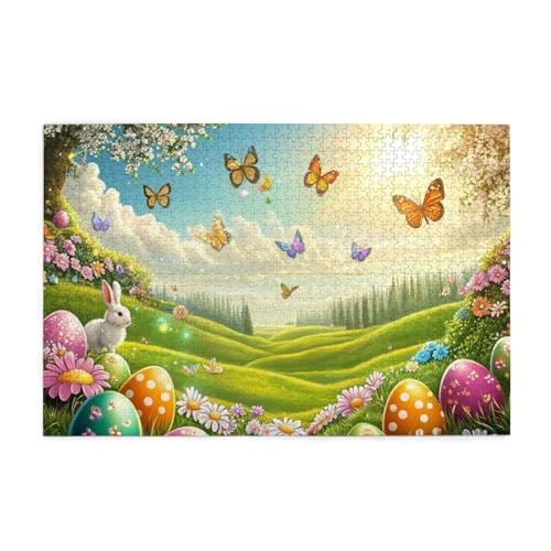 Puzzle mit bunten Blumen, Schmetterlingen und Kaninchen, 1000-teiliges Puzzle für Erwachsene, Holzpuzzles für Erwachsene, Geschenke, Heimdekoration Puzzle mit bunten Blumen, Schmetterlingen und Kaninchen, 1000-teiliges Puzzle für Erwachsene, Holzpuzzles für Erwachsene, Geschenke, Heimdekoration von Generisch