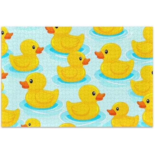 Puzzle mit niedlichen gelben Enten, Blau, 500 Teile, Erwachsenen-Spiel-Puzzle, Geschenke, schwieriges großes Puzzle, Landschaft, Blumenkunst, 500 x 37 cm von Generisch