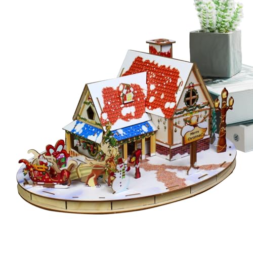 -Puzzles Haus, Weihnachtsdorf -Puzzle | -Holzpuzzle-Bastelset - Tischdekoration, Modellbausätze für Erwachsene und Kinder, Weihnachtsdekoration von Generisch