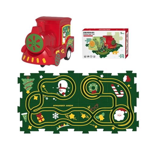 Puzzles und Gleis-Kombination, Puzzlematte „Rail Train“ zusammenbauen - Elektrisches Gleiswagen-Set, Puzzle-Gleis-Spielset zusammenbauen | Straßenbau-Schienenwagen, pädagogisches Bauspielzeug für drin von Generisch