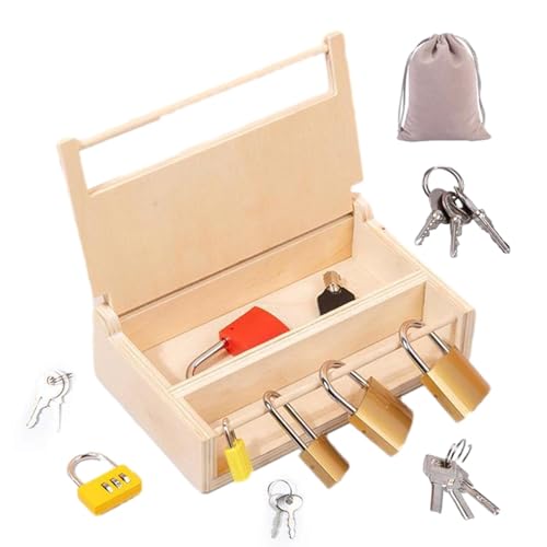 Generisch Puzzleschloss und Schlüssel - Holzkasten entsperren, Holzspielzeug | STEM Educational Vorschullernaktivitäten für und Mädchen von Generisch