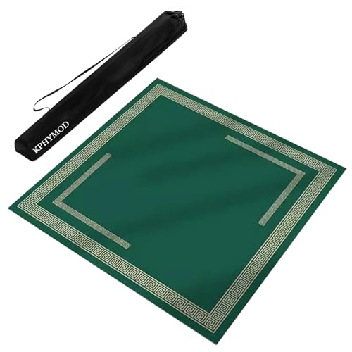 Quadratische Mahjong-Matte mit Tragetasche, rutschfeste, geräuschreduzierende Pokertischabdeckung für Heimpartys, Grün, 100 x 100 cm, perfektes Spielzubehör von Generisch