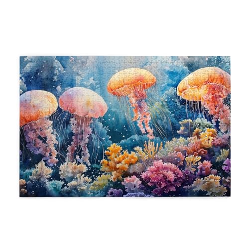 Quallen-Thema, Ozean, 1000-teiliges Puzzle für Erwachsene, Holzpuzzles für Erwachsene, Geschenke, Heimdekoration Quallen-Thema, Ozean, 1000-teiliges Puzzle für Erwachsene, Holzpuzzles für Erwachsene, Geschenke, Heimdekoration von Generisch