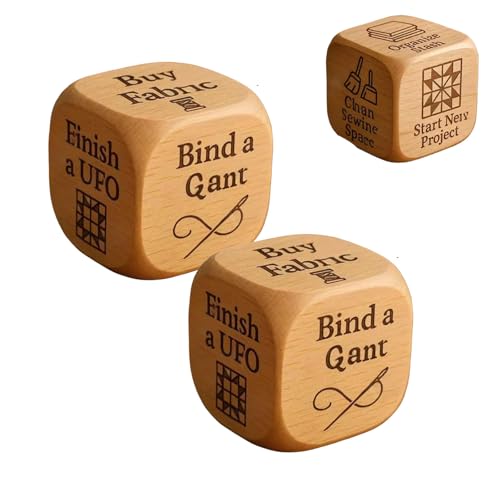 Quilter-Würfel, 2er-Pack Handgefertigte Holz-Quilt-Entscheidungswürfel Mit 6 Gravierten Nähaufgaben, Vielseitige Holz-Wurfwürfel Für Schneider Näherinnen Designer Quilter-Würfel, 2er-Pack Handgefertigte Holz-Quilt-Entscheidungswürfel Mit 6 Gravierten Nähaufgaben, Vielseitige Holz-Wurfwürfel Für Schneider Näherinnen Designer von Generisch
