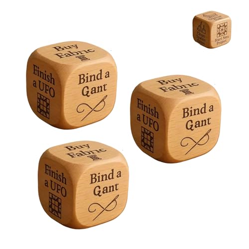 Quilter-Würfel, 3er-Pack Handgefertigte Holz-Quilt-Entscheidungswürfel Mit 6 Gravierten Nähaufgaben, Vielseitige Holz-Wurfwürfel Für Schneider Näherinnen Designer Quilter-Würfel, 3er-Pack Handgefertigte Holz-Quilt-Entscheidungswürfel Mit 6 Gravierten Nähaufgaben, Vielseitige Holz-Wurfwürfel Für Schneider Näherinnen Designer von Generisch