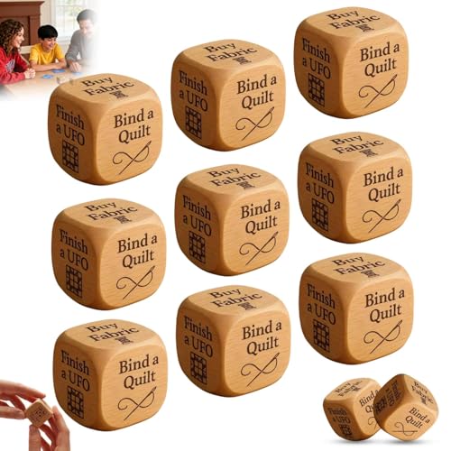 Quilter-Würfel, 6-seitig, handgefertigt, aus Holz, kreatives Quilter-Würfel-Set, lustiges Quilter-Würfel-Set mit 6 gravierten Nähaufgaben, einzigartiges Werkzeug, Geschenk für Quilter, Bastler Quilter-Würfel, 6-seitig, handgefertigt, aus Holz, kreatives Quilter-Würfel-Set, lustiges Quilter-Würfel-Set mit 6 gravierten Nähaufgaben, einzigartiges Werkzeug, Geschenk für Quilter, Bastler von Generisch
