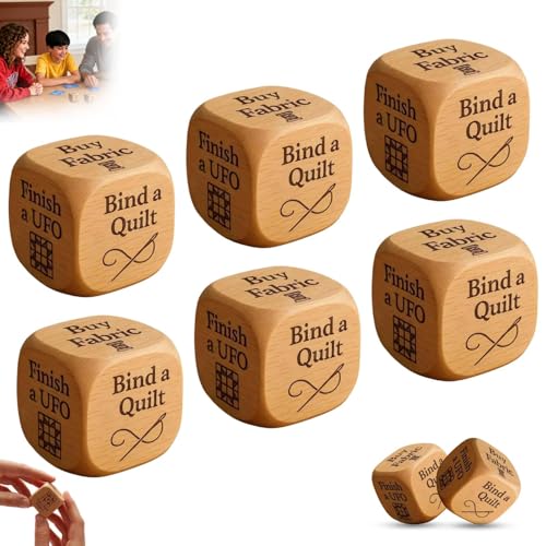 Quilter-Würfel, 6-seitig, handgefertigt, aus Holz, kreatives Quilter-Würfel-Set, lustiges Quilter-Würfel-Set mit 6 gravierten Nähaufgaben, einzigartiges Werkzeug, Geschenk für Quilter, Bastler Quilter-Würfel, 6-seitig, handgefertigt, aus Holz, kreatives Quilter-Würfel-Set, lustiges Quilter-Würfel-Set mit 6 gravierten Nähaufgaben, einzigartiges Werkzeug, Geschenk für Quilter, Bastler von Generisch