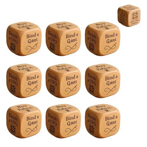 Quilter-Würfel, 9er-Pack Handgefertigte Holz-Quilt-Entscheidungswürfel Mit 6 Gravierten Nähaufgaben, Vielseitige Holz-Wurfwürfel Für Schneider Näherinnen Designer von Generisch