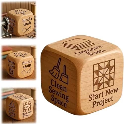 Quilter-Würfel, Handgefertigte Holzwürfel, 6-seitige Würfel Mit Eingravierten Aufgaben Für Quilter, Lustiges Nähgeschenk Für Quilter, Näher Und Bastelfreunde (1pcs) von Generisch