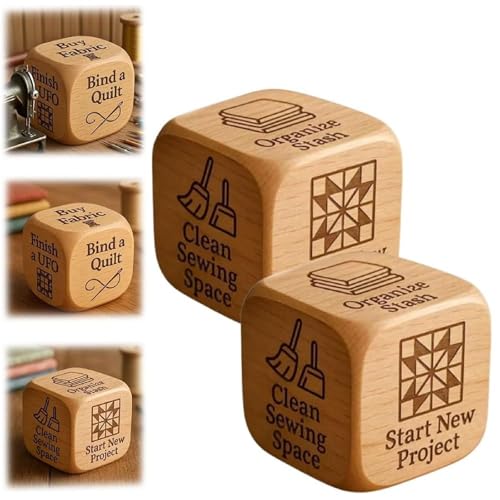 Quilter-Würfel, Handgefertigte Holzwürfel, 6-seitige Würfel Mit Eingravierten Aufgaben Für Quilter, Lustiges Nähgeschenk Für Quilter, Näher Und Bastelfreunde (2pcs) von Generisch