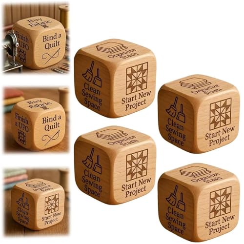 Quilter-Würfel, Handgefertigte Holzwürfel, 6-seitige Würfel Mit Eingravierten Aufgaben Für Quilter, Lustiges Nähgeschenk Für Quilter, Näher Und Bastelfreunde (4pcs) von Generisch