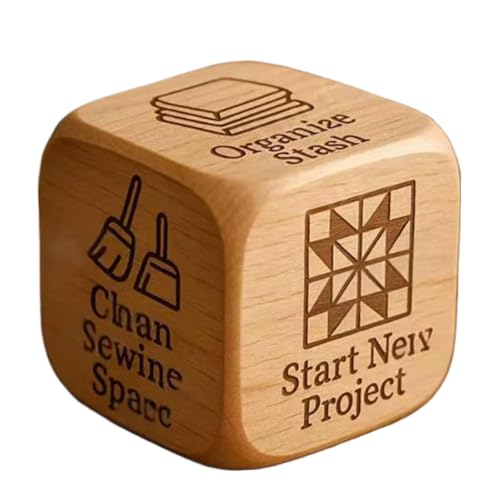 Quilter Würfel, Handgefertigter Quilt Entscheidungswürfel aus Holz, Lustiges Quilter Würfelspiel mit 6 Gravierten Nähaufgaben, Kreatives Näh Entscheidungswürfelspiel, für Geschenk Quilt Liebhaber von Generisch