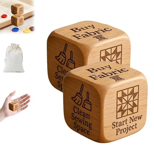 Quilter’s Decision Dice, 2026 Neue Handgefertigte Entscheidungswürfel Aus Holz, Handgefertigtes Graviertes Nähgeschenk, 6 Gravierte Quilting-Aufgaben, Lustiges Quilting-Motivationswerkzeug (2 Stück) von Generisch
