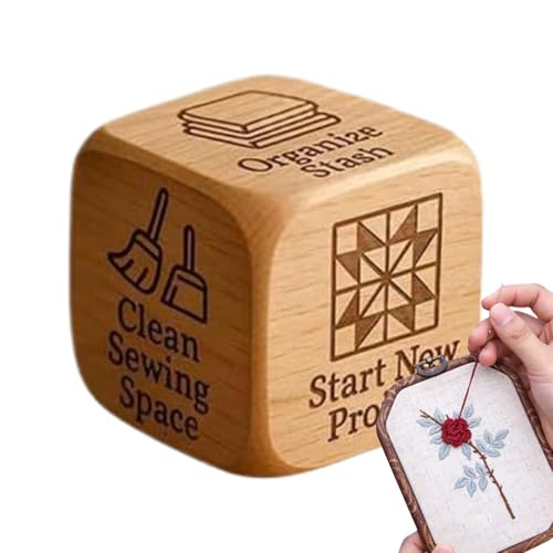 Quilter's Decision Dice – Handgefertigte Nähwürfel aus Holz, kreatives 6-seitiges Werkzeug mit gravierten Nähaufgaben für Quilter, Bastelliebhaber, Nähbegeisterte von Generisch