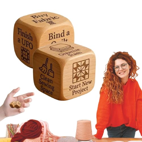 Quilter's Dice, 2-teiliger Entscheidungswürfel Aus Holz Mit 6 Eingravierten Quilting-Aufgaben, Lustiges Praktisches Werkzeug Für DIY-Nähbegeisterte, Quilter, Näher Und Bastelfreunde (2pcs) von Generisch