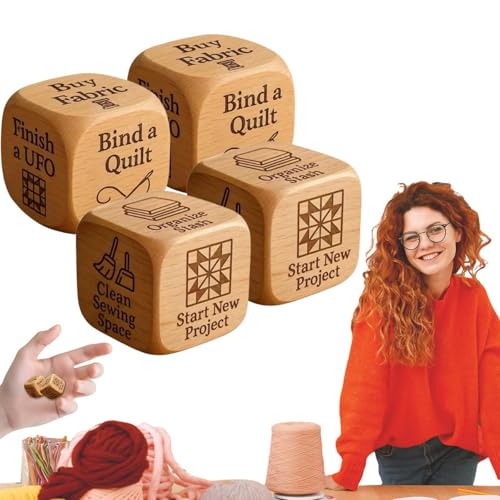 Quilter's Dice, 2-teiliger Entscheidungswürfel Aus Holz Mit 6 Eingravierten Quilting-Aufgaben, Lustiges Praktisches Werkzeug Für DIY-Nähbegeisterte, Quilter, Näher Und Bastelfreunde (4pcs) von Generisch