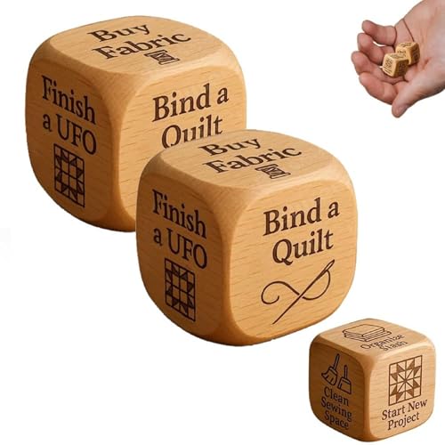 Quilter's Dice, Hölzerne Entscheidungswürfel Mit 6 Eingravierten Quilting-Aufgaben, Praktisches Werkzeug, Handgefertigtes Geschenk Für Nähbegeisterte, Für Quilter, Näher Und Bastelfreunde (2pcs) Quilter's Dice, Hölzerne Entscheidungswürfel Mit 6 Eingravierten Quilting-Aufgaben, Praktisches Werkzeug, Handgefertigtes Geschenk Für Nähbegeisterte, Für Quilter, Näher Und Bastelfreunde (2pcs) von Generisch