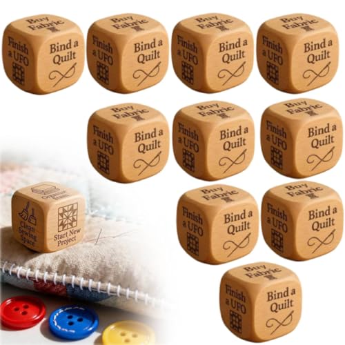 Quilter's Dice, Roll Your Next Creative Move, 6-seitige, handgefertigte Entscheidungswürfel aus Holz, kreative Nähentscheidungswürfel, 6-seitig gravierte Entscheidungswürfel mit gravierten Quilter's Dice, Roll Your Next Creative Move, 6-seitige, handgefertigte Entscheidungswürfel aus Holz, kreative Nähentscheidungswürfel, 6-seitig gravierte Entscheidungswürfel mit gravierten von Generisch
