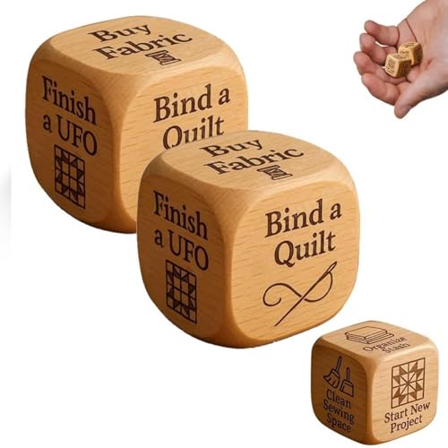 Quilter's Dice, hölzerne Würfel mit 6 eingravierten Quilt-Aufgaben, handgefertigte gravierte Handwerkswürfel, kreatives Werkzeug für Quilt-Projekte, lustiges Nähgeschenk für Quilter (2pcs) von Generisch