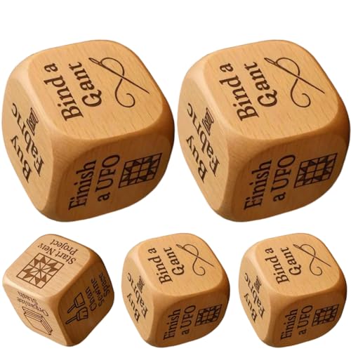 Quilter's Dice | 5 Stück Wooden Sewing Decision Dice with 6 Engraved Quilting Tasks | Handgefertigte Quilter-Würfel | 6-Sided Quilting Dices | Fun Sewing Present for Quilters, Sewists & Craft Lovers von Generisch