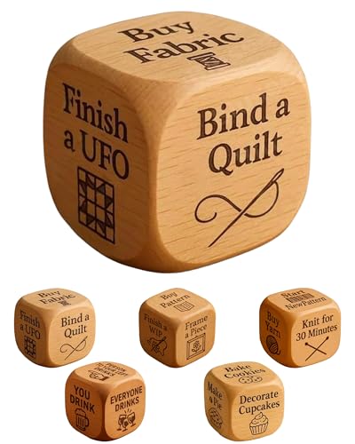 Quilters Dice, Handmade Wooden Quilting Decision Dice, Fun Practical Prompts Tool, Sewing Decision Dices/Embroidery/Knitting/Baking Activity for Difficulty in Choosing (1pcsA) von Generisch