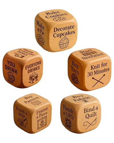 Quilters Dice, Handmade Wooden Quilting Decision Dice, Fun Practical Prompts Tool, Sewing Decision Dices/Embroidery/Knitting/Baking Activity for Difficulty in Choosing (5pcs) von Generisch