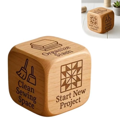 Quilters Dice,Baking/Party/Knitting Activity Dice,Handmade Wooden Decision Dices with 6 Engraved Tasks,Fun Gift for Quilters,Various Fun Creative Tool Gift for DIY Craft Lover(1 pcs) von Generisch