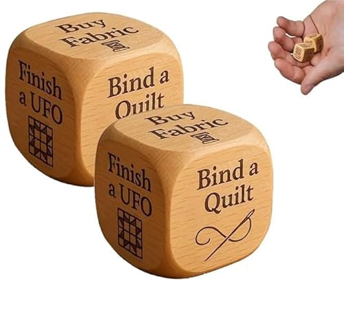Quilters Dice,Baking/Party/Knitting Activity Dice,Handmade Wooden Decision Dices with 6 Engraved Tasks,Fun Gift for Quilters,Various Fun Creative Tool Gift for DIY Craft Lover (2 pcs-a) von Generisch
