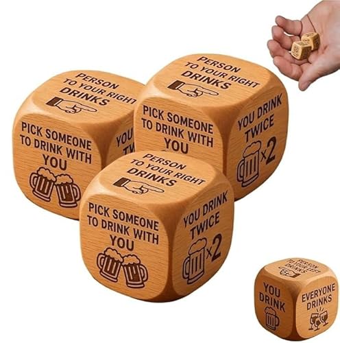 Quilters Dice,Baking/Party/Knitting Activity Dice,Handmade Wooden Decision Dices with 6 Engraved Tasks,Fun Gift for Quilters,Various Fun Creative Tool Gift for DIY Craft Lover (3 pcs-b) von Generisch
