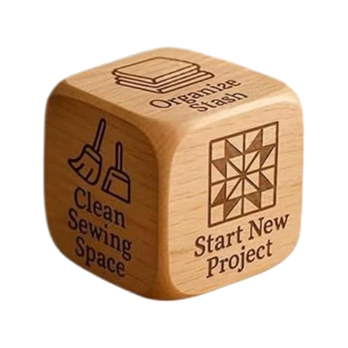 Quilting-Entscheidungswürfel, handgefertigt, aus Holz, kreatives 6-seitiges Werkzeug mit gravierten Nähaufgaben für Quilter, Bastelliebhaber, Liebhaber Quilting-Entscheidungswürfel, handgefertigt, aus Holz, kreatives 6-seitiges Werkzeug mit gravierten Nähaufgaben für Quilter, Bastelliebhaber, Liebhaber von Generisch