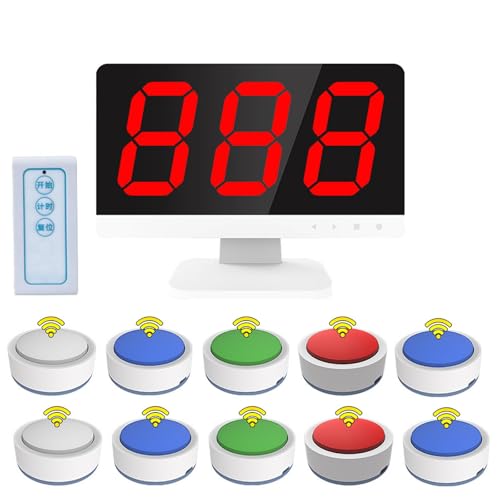 Quizspielsystem, kabelloser Quiz-Antwortspiel-Summer mit Fernbedienung, 1 Monitor + 10 Summer, für Spielshows, Schulwettbewerbe, Partyquiz von Generisch