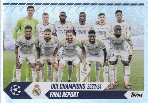 R. Madrid gewinnt am 01.06. 2024 im Wembley-Stadion zum 15. mal das Champions League Finale mit 2:0 gegen Dortmund Topps Fußball Sammelkarte UCL FR von Generisch