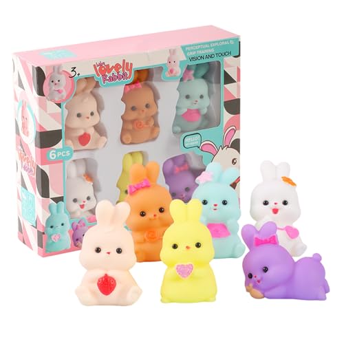 Rabbit Bath Toy, 6pcs Bath Tub Toys with Sound, PVC Material, Soft Grip, Cute Bathtub Toy for Birthday, Beach Pool Activity, Kid Welcome Party and Favors, 21.5x5.8x18cm von Generisch