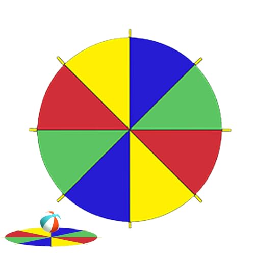 Rainbow Parachute – Fallschirmspiel mit Griffen – Zelt kooperative Spiele, Familienunterhaltung für Gruppenübungen von Generisch