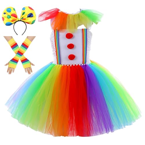 Rainbow Tutu Women Girls Girls Tutu - Clown Tutu, Haarbänder und Handschuhe Cosplay Kleider für 2-10 Jahre Kinder Halloween Karneval Party Rainbow Tutu Women Girls Girls Tutu - Clown Tutu, Haarbänder und Handschuhe Cosplay Kleider für 2-10 Jahre Kinder Halloween Karneval Party von Generisch