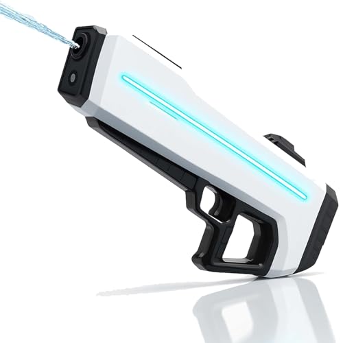 RapidJet Pro - Electric Pulse Water Gun, Automatic One-Button Refill, 7 Kinds of LED Lighting Effect, 10 Meters Long Range for Kids & Adults, Powerful Adult Ultimate Combat Water Gun (White) von Generisch