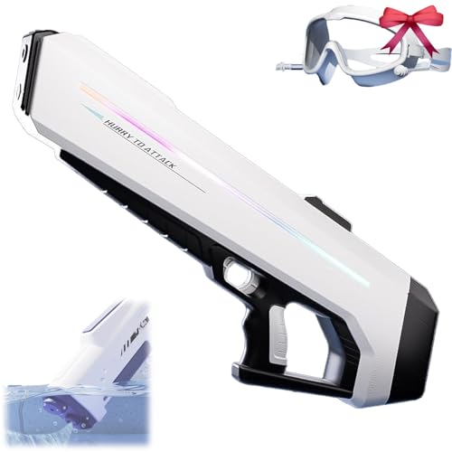 Rapidjet Pro - Electric Pulse Water Gun, Authentic Rapidjet Pro Fully Automatic Large Capacity Electric Water Gun, Automatic One-Button Refill, 7 Kinds of LED, 1000ml Tank, 10m Range (White) von Generisch